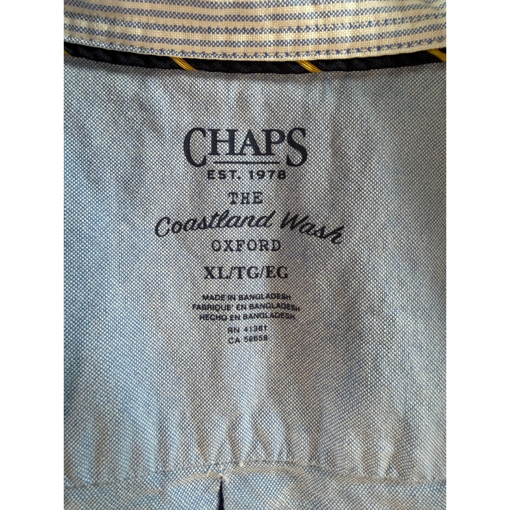 Chaps Coastland Wash Oxford Shirt Mens XL Light Blue Cotton Button Down Logo